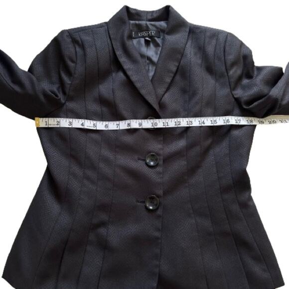 Kasper Blazer Black Monochromatic Long Sleeve Tailored Jacket Size 8 Petite - Picture 10 of 13